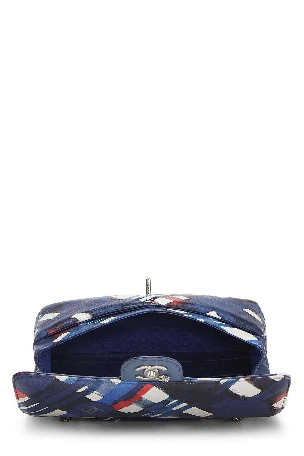 Chanel,  Blue & Red Calfskin Airline Classic Double Flap Medium, Blue