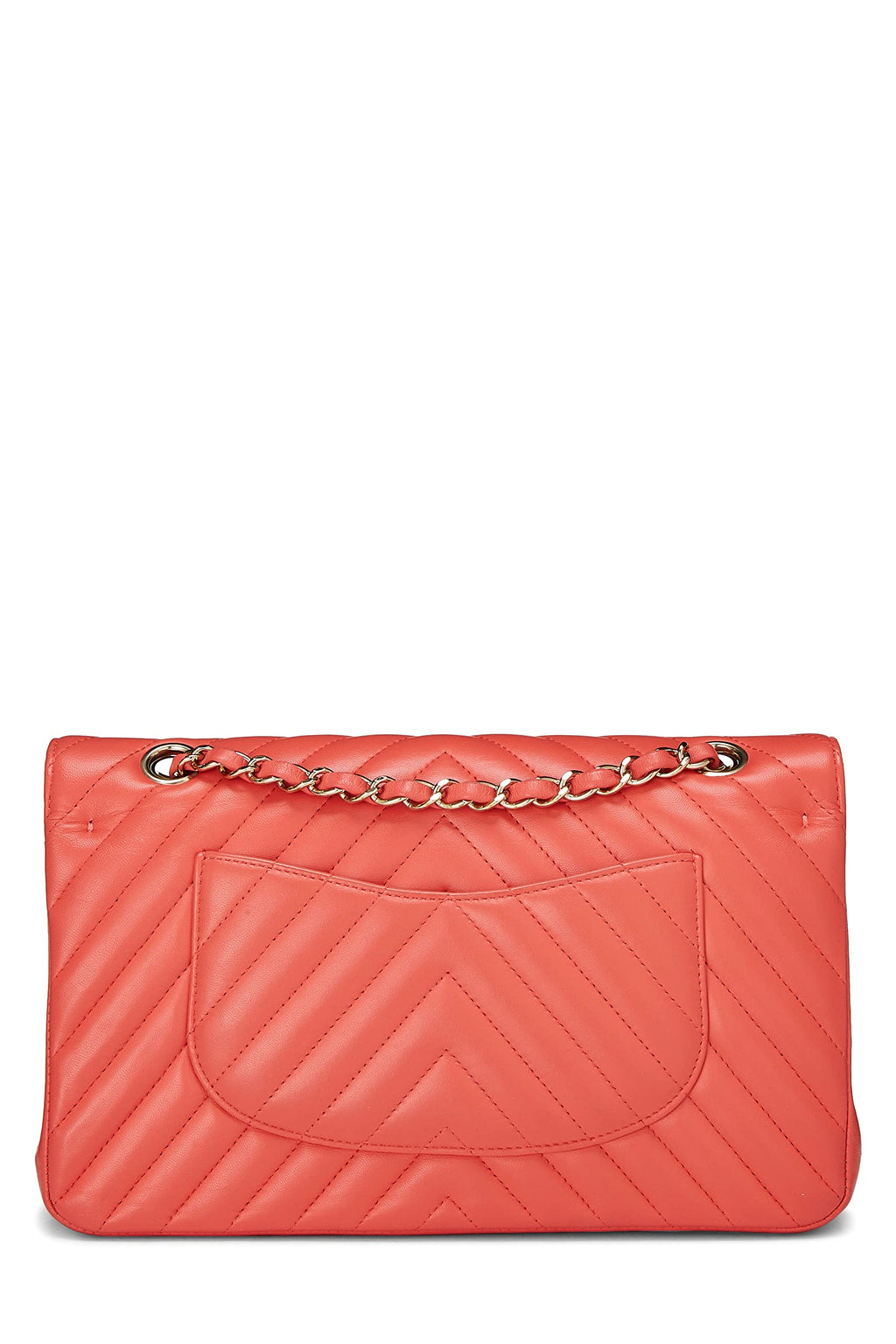 Chanel,  Pink Chevron Lambskin Classic Double Flap Medium, Pink