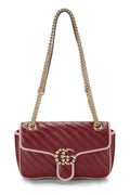 Gucci,  Red Leather Torchon GG Marmont Shoulder Bag Small, Red