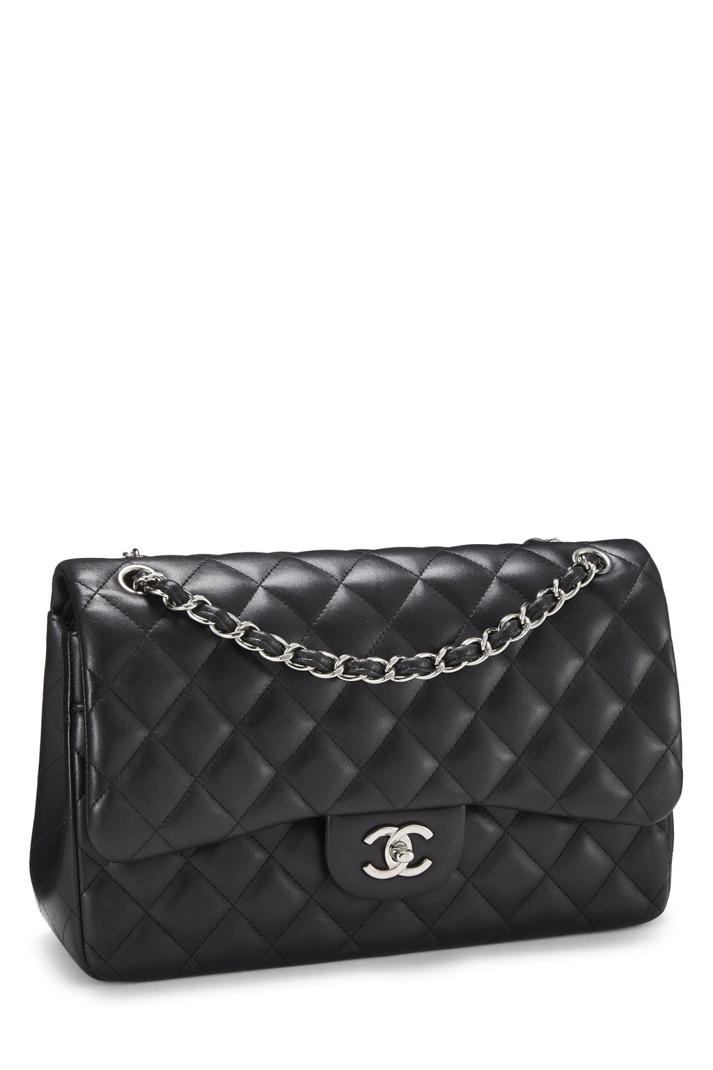Chanel,  Black Quilted Lambskin New Classic Double Flap Jumbo, Black