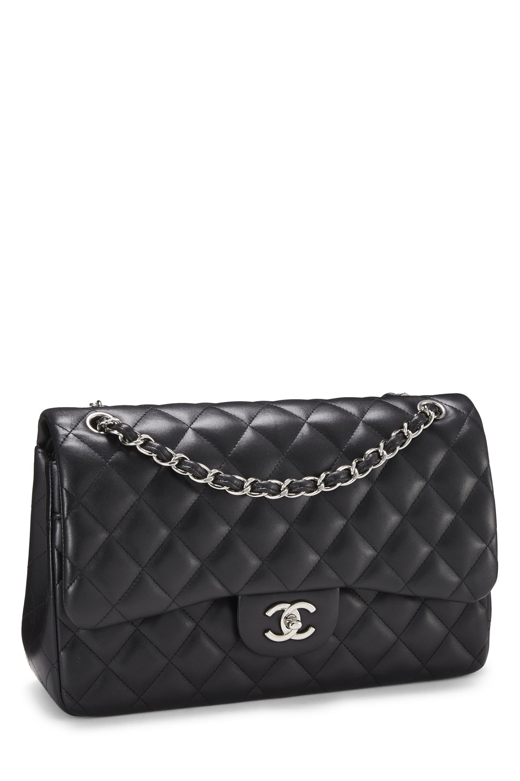 Chanel,  Black Quilted Lambskin New Classic Double Flap Jumbo, Black