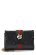 Gucci,  Black Leather Web Rajah Shoulder Bag Mini, Black