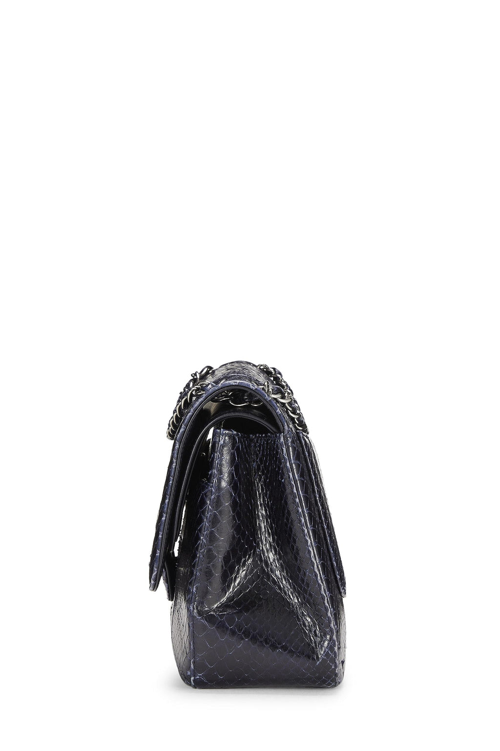 Chanel,  Navy Python New Classic Double Flap Jumbo, Navy