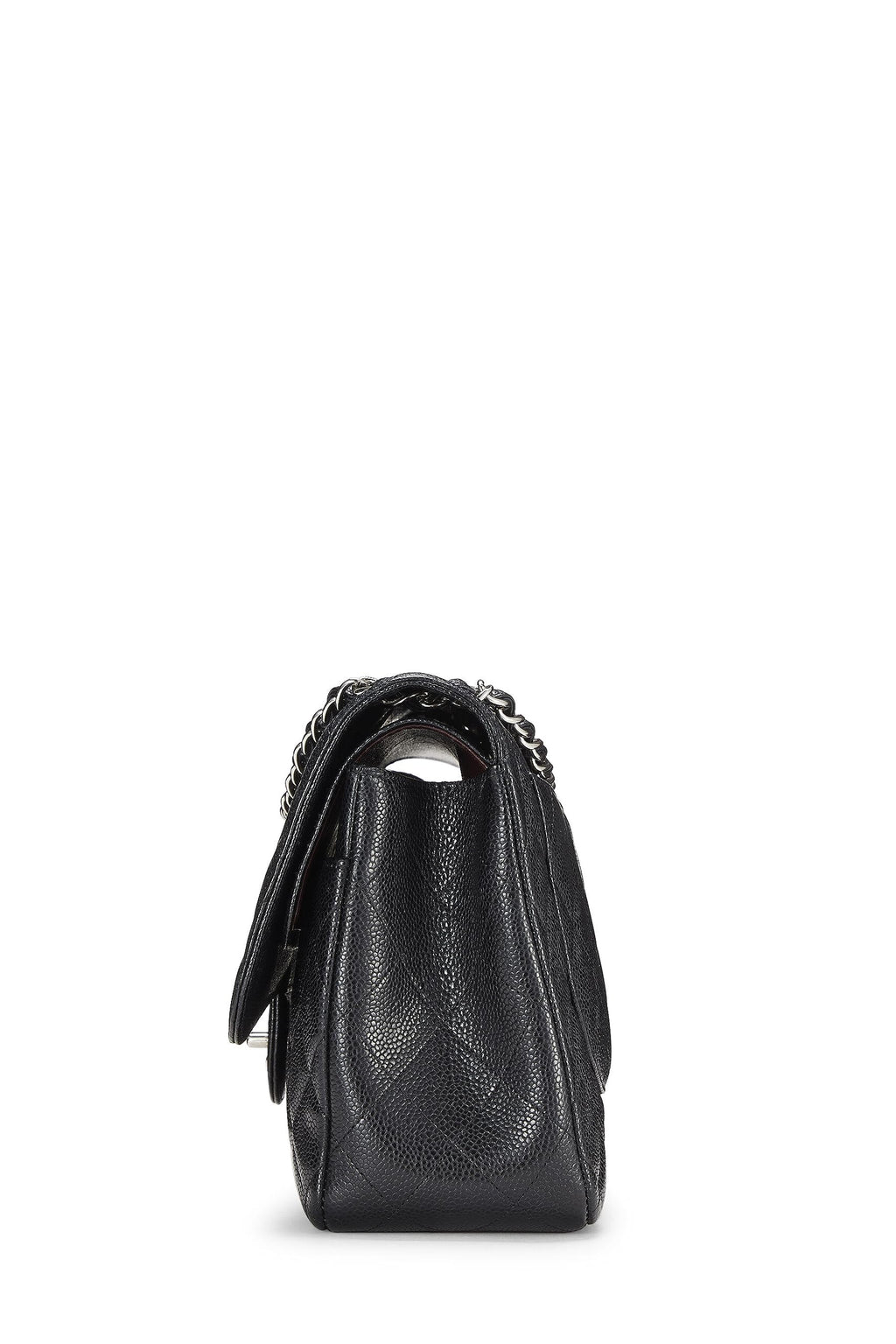 Chanel,  Black Quilted Caviar New Classic Flap Jumbo, Black