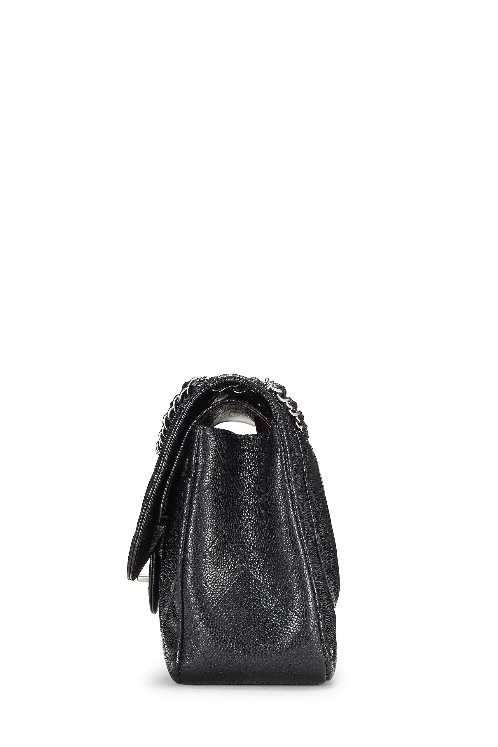 Chanel,  Black Quilted Caviar New Classic Flap Jumbo, Black