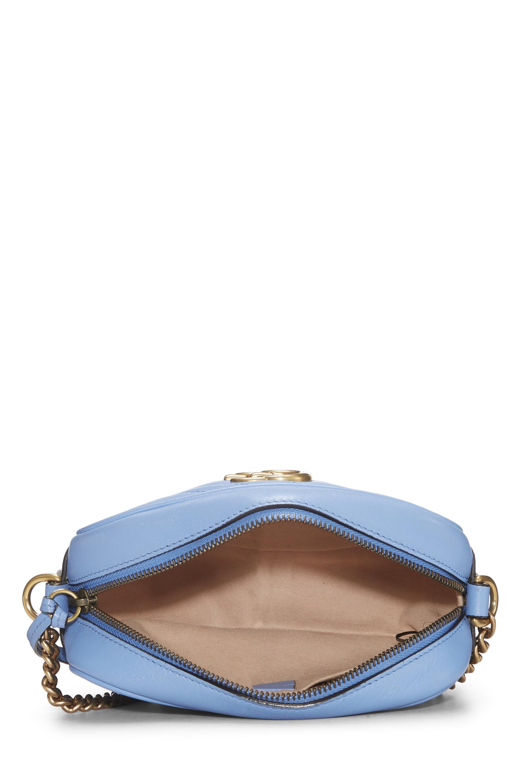 Gucci,  Blue Leather Gucci Marmont Crossbody Mini, Blue