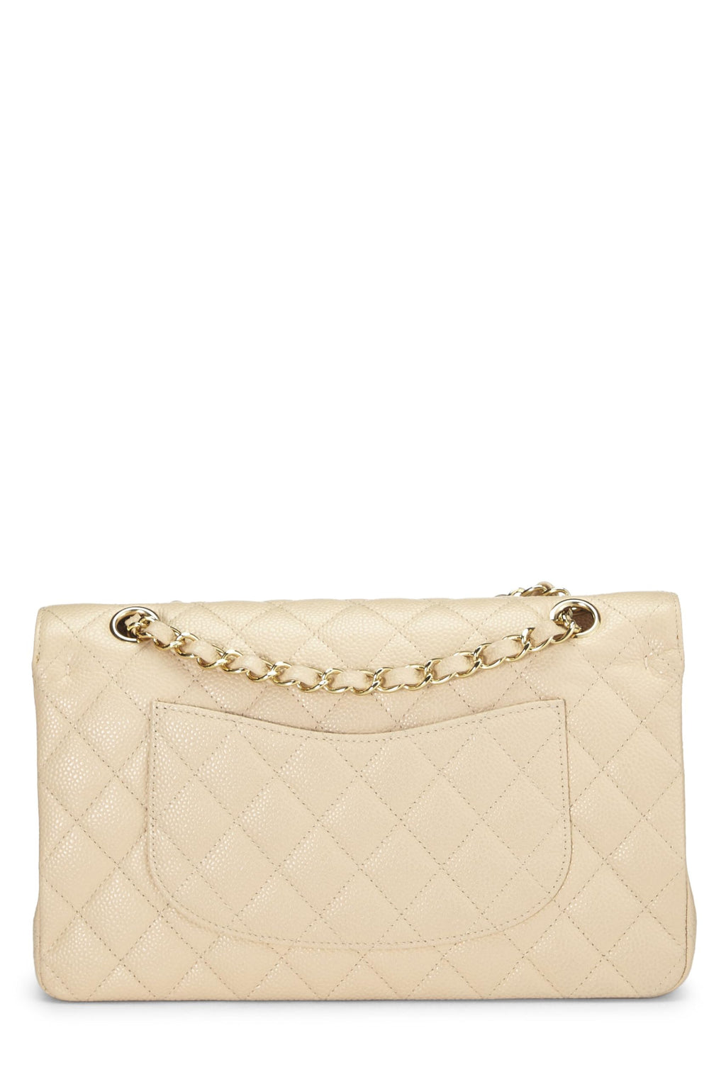 Chanel,  Beige Quilted Lambskin Classic Double Flap Medium, Beige