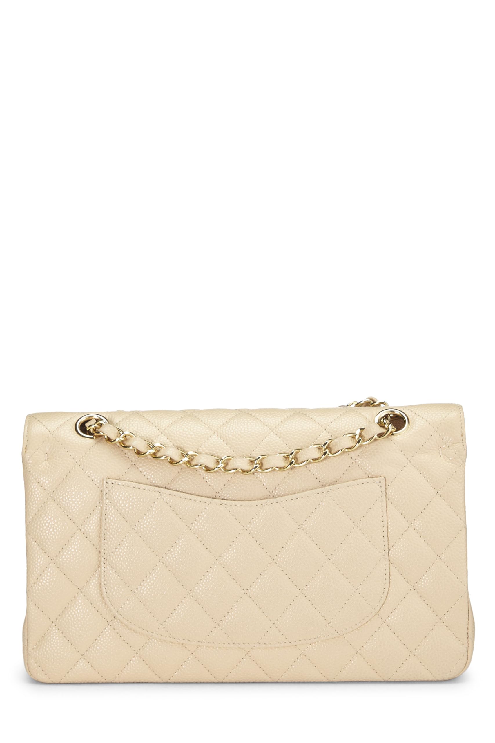 Chanel,  Beige Quilted Lambskin Classic Double Flap Medium, Beige