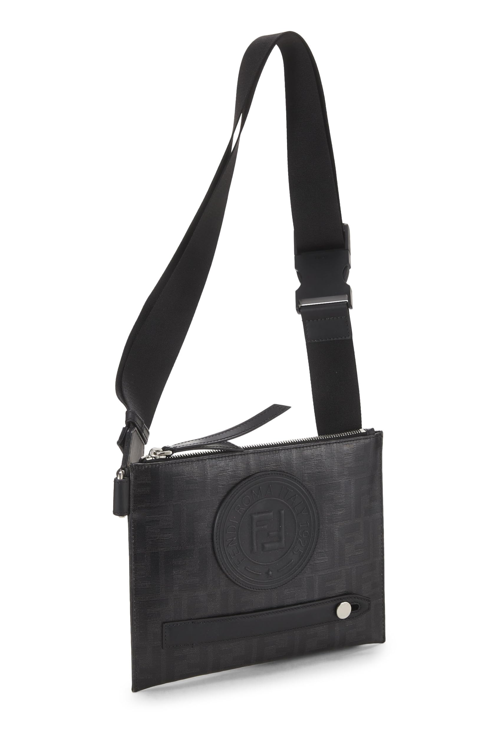 ,  Black Zucca Coated Canvas Crossbody Bag, Black