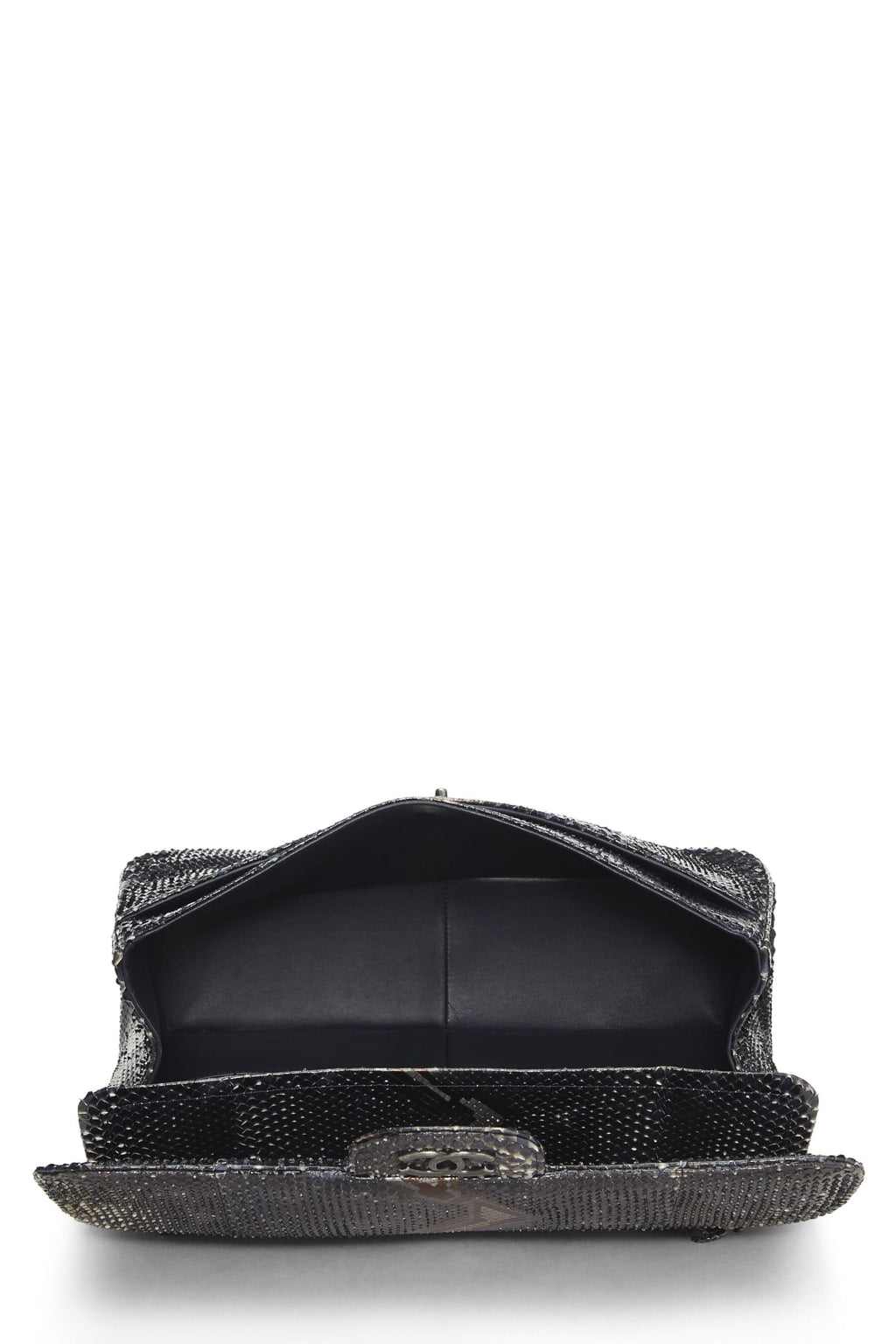 Chanel,  Navy Python New Classic Double Flap Jumbo, Blue