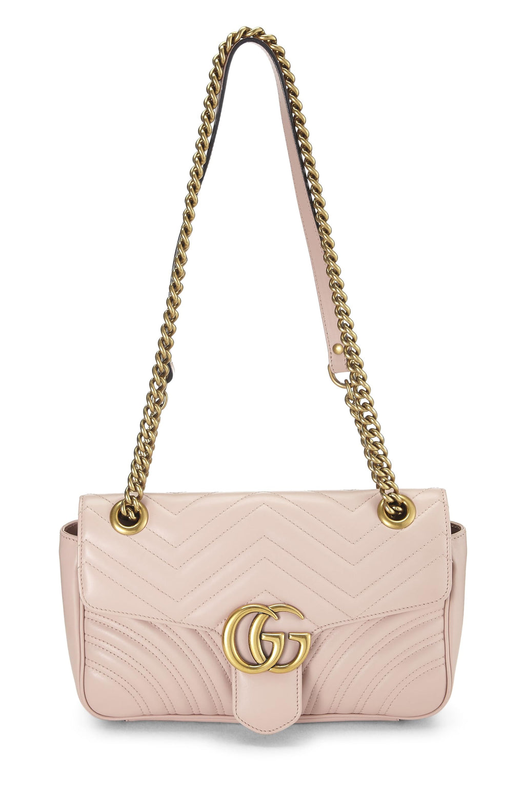 Gucci,  Pink Leather GG Marmont Shoulder Bag Small, Pink