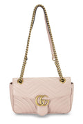 Gucci,  Pink Leather GG Marmont Shoulder Bag Small, Pink