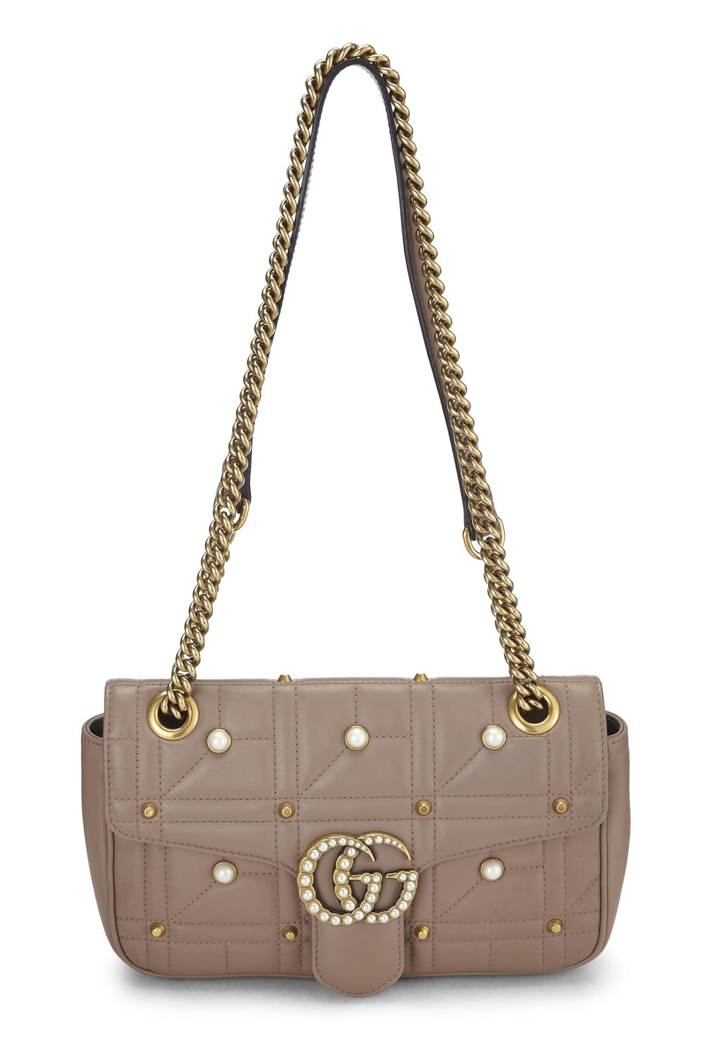 Gucci,  Beige Pearl MatelassÃƒÆ’Ã‚Â© Leather Marmont Shoulder Bag Small, Beige