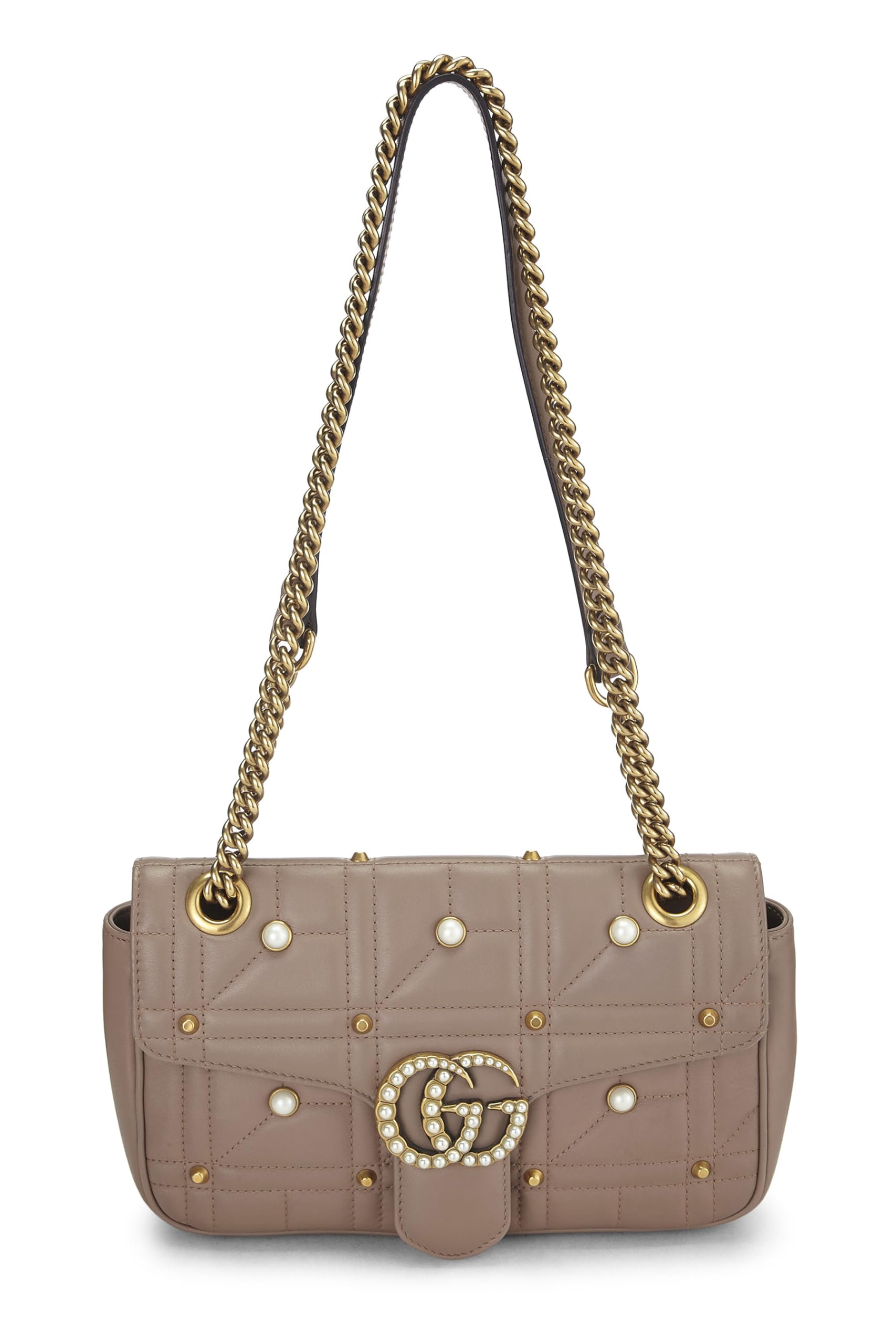 Gucci,  Beige Pearl MatelassÃƒÆ’Ã‚Â© Leather Marmont Shoulder Bag Small, Beige