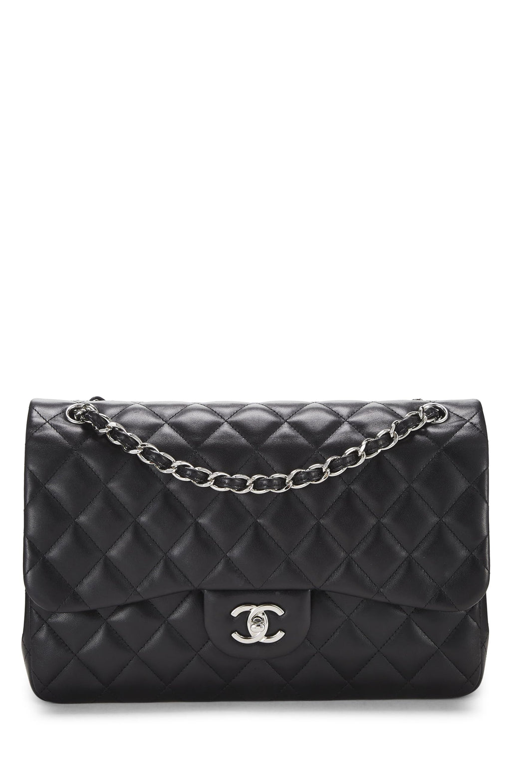 Chanel,  Black Quilted Lambskin New Classic Double Flap Jumbo, Black
