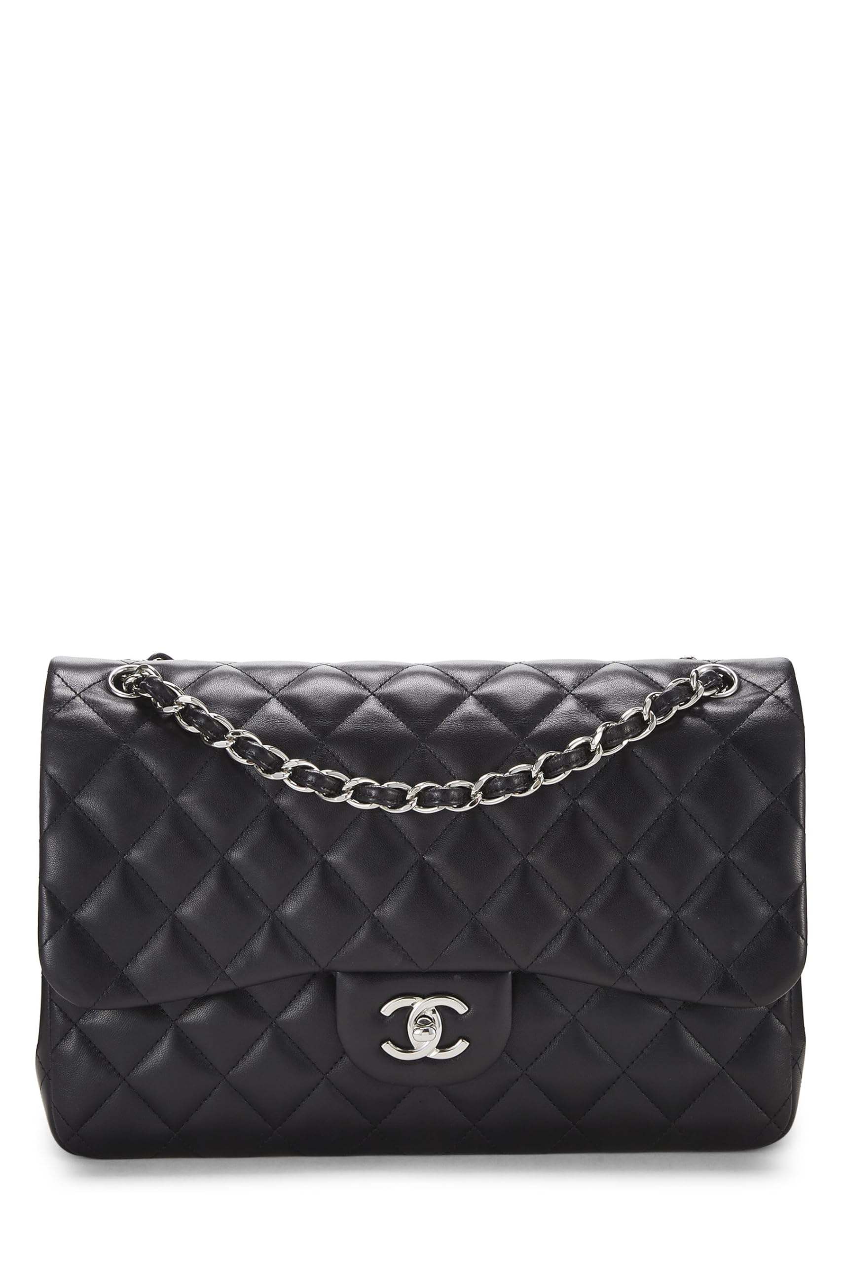 Chanel,  Black Quilted Lambskin New Classic Double Flap Jumbo, Black