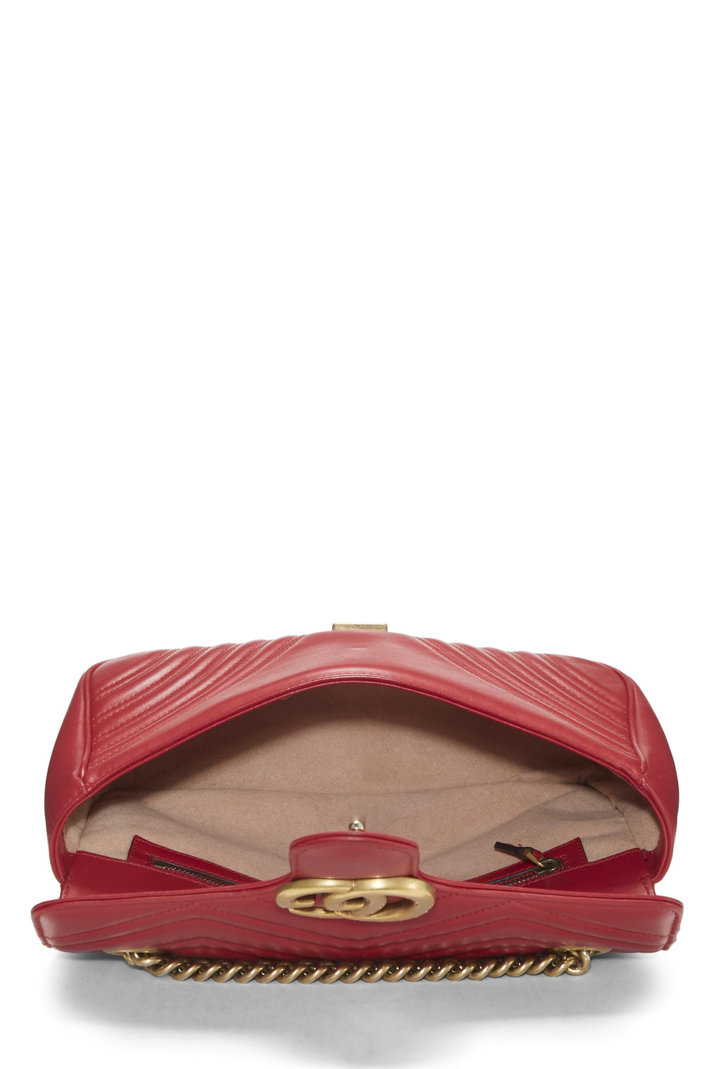 Gucci,  Red Leather GG Marmont Shoulder Bag Small, Red