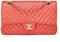 Chanel,  Pink Chevron Lambskin Classic Double Flap Medium, Pink