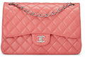 Chanel,  Pink Quilted Lambskin New Classic Double Flap Jumbo, Pink