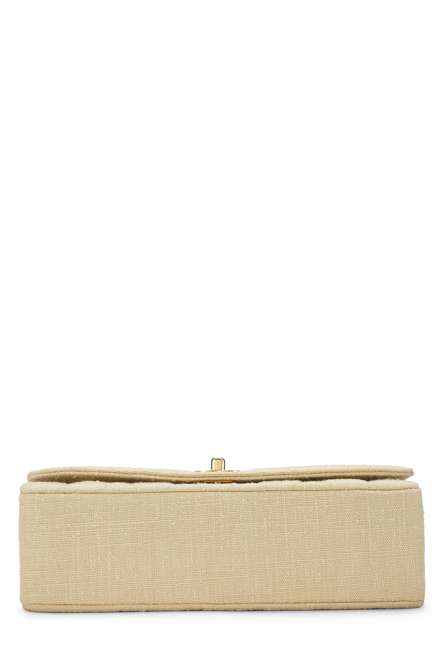 Chanel,  Beige Quilted Linen Classic Flap Medium, Beige