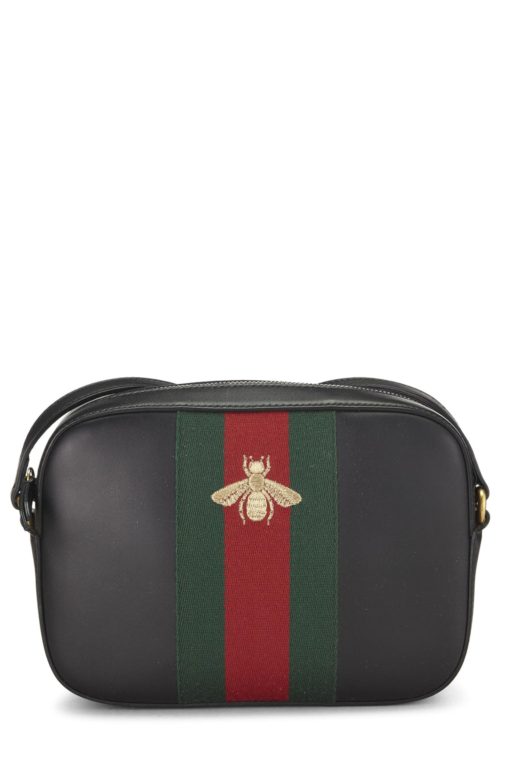 Gucci,  Black Leather Webby Shoulder Bag Small, Black