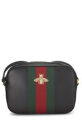 Gucci,  Black Leather Webby Shoulder Bag Small, Black