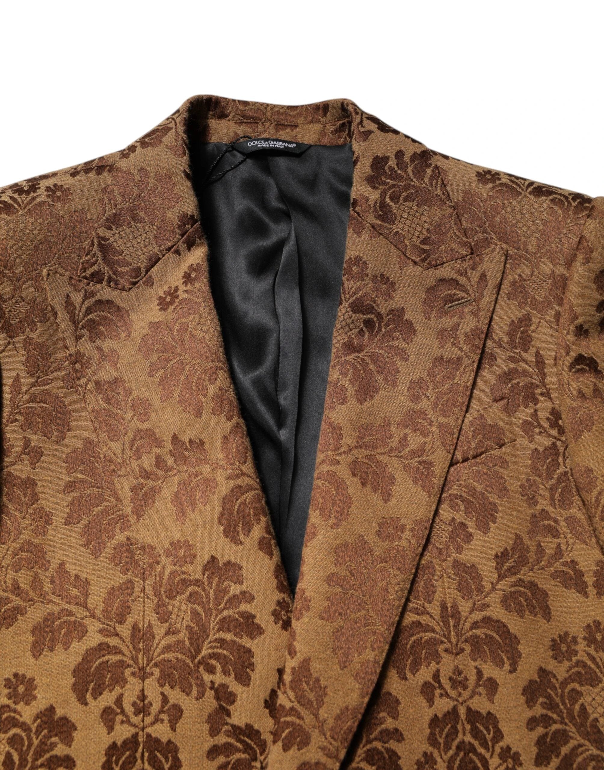 Dolce & Gabbana Brown Floral Jacquard SICILIA 2 Piece Suit