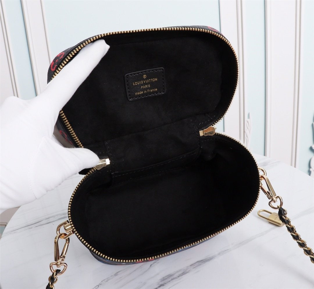 Louis Vuitton Vanity PM Bag Game On Monogram Canvas Black By Nicolas Ghesquiere For Women, WomenÃƒÂ¢Ã¢â€šÂ¬Ã¢â€žÂ¢s Handbags, Shoulder And Crossbody 7.5in/19cm Louis Vuitton M57482