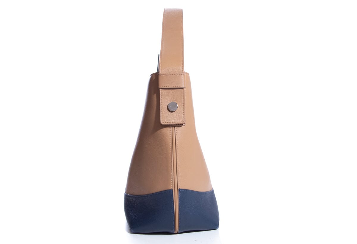 Perrin Brown & Blue Leather Shoulder Bag