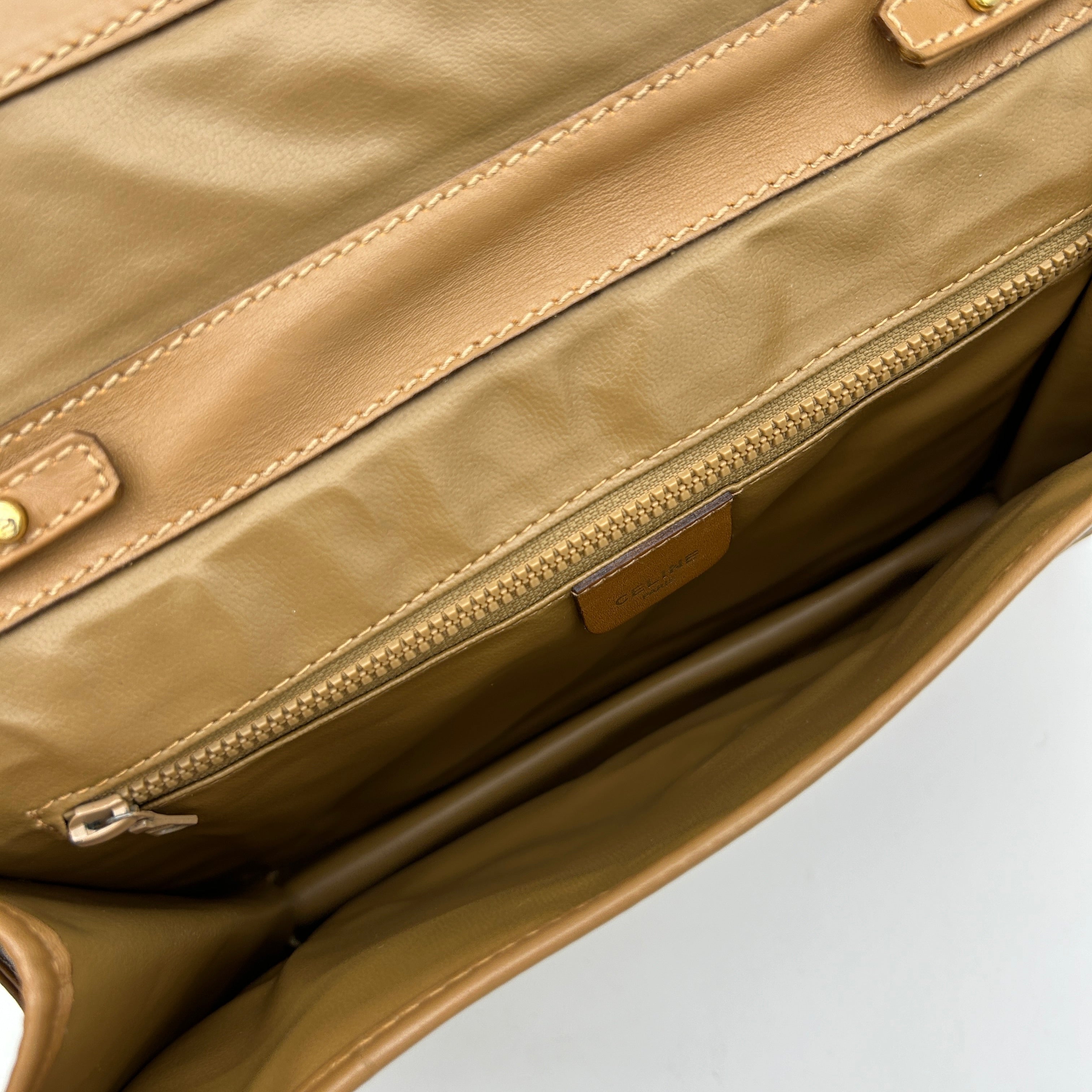 Celineline Macadam Beige Canvas Leather Shoulder Bag