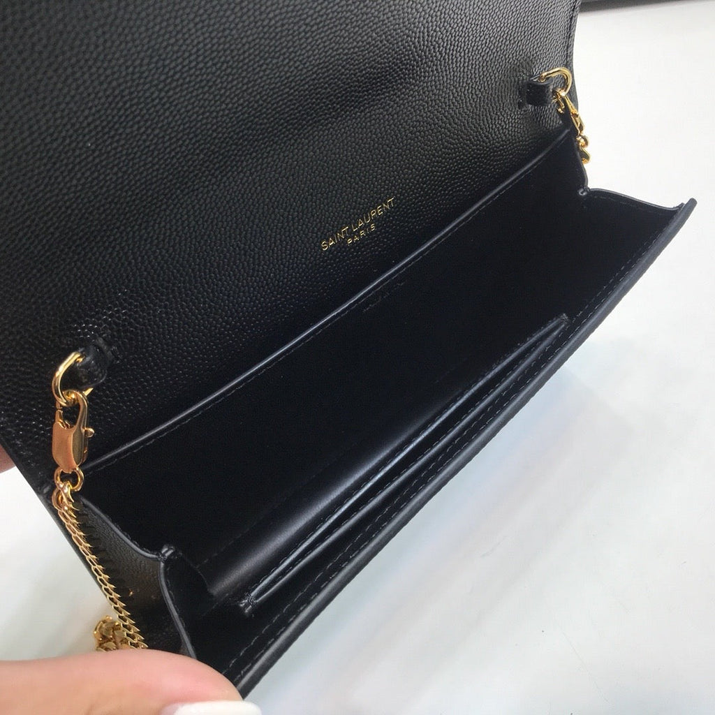 YSSL Uptown Chain Wallet Black For Women 7in/19cm YSL 6077881GF0J1000