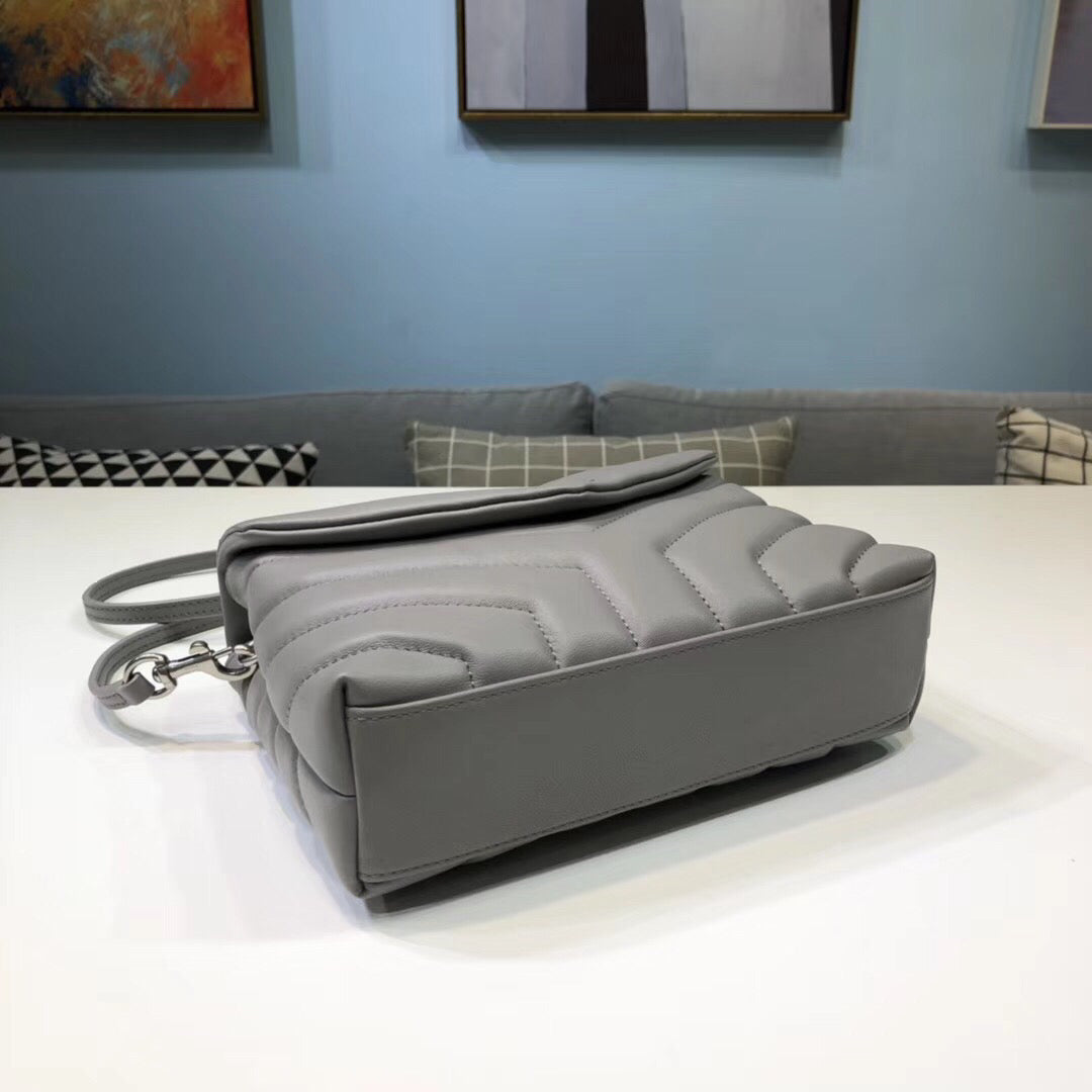 Saint Laurent Loulou Mini Shoulder Bag Grey For Women 7in/18cm YSL