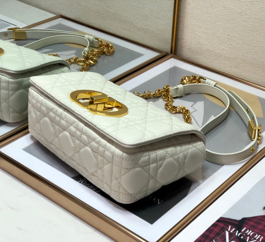 Dior Small Caro Bag, White, For Women Women’s Handbags, Shoulder Bags, Crossbody Bags, 20cm CD M9241UWHC_M35U