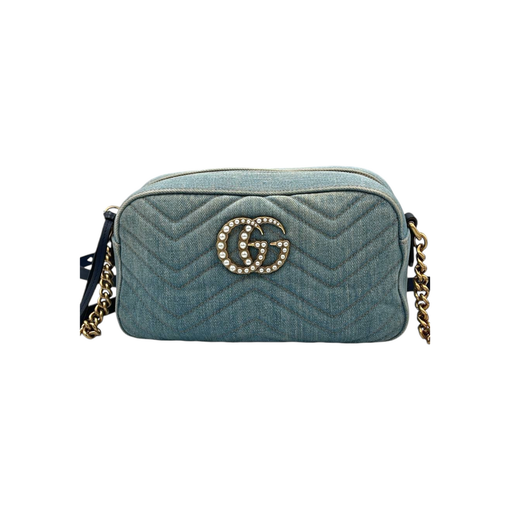 Gucci Gucci Marmont Crossbody Bag Blue Quilted VeLouis Vuittonet