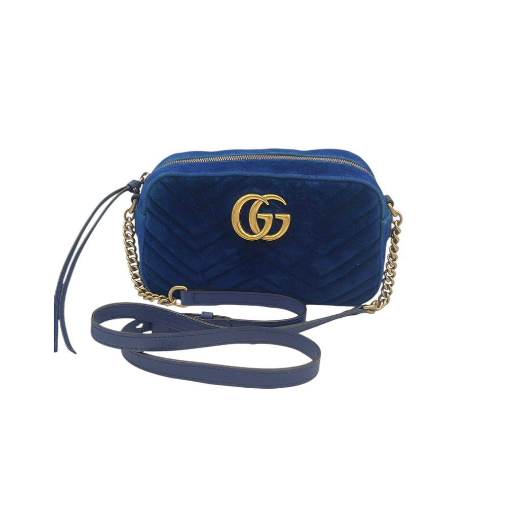 Gucci Gucci Marmont Crossbody Bag Blue Quilted VeLouis Vuittonet