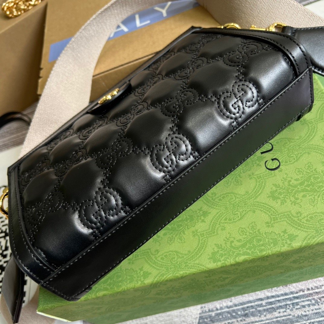 Gucci Matelasse Shoulder Bag Black For Women, Women’s Bags 10.2in/26cm Gucci