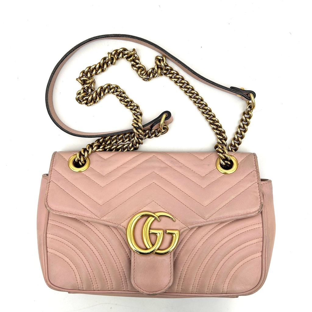 Gucci Pink Matelasse Leather Small GG Marmont Shoulder Bag Gucci  LA16947