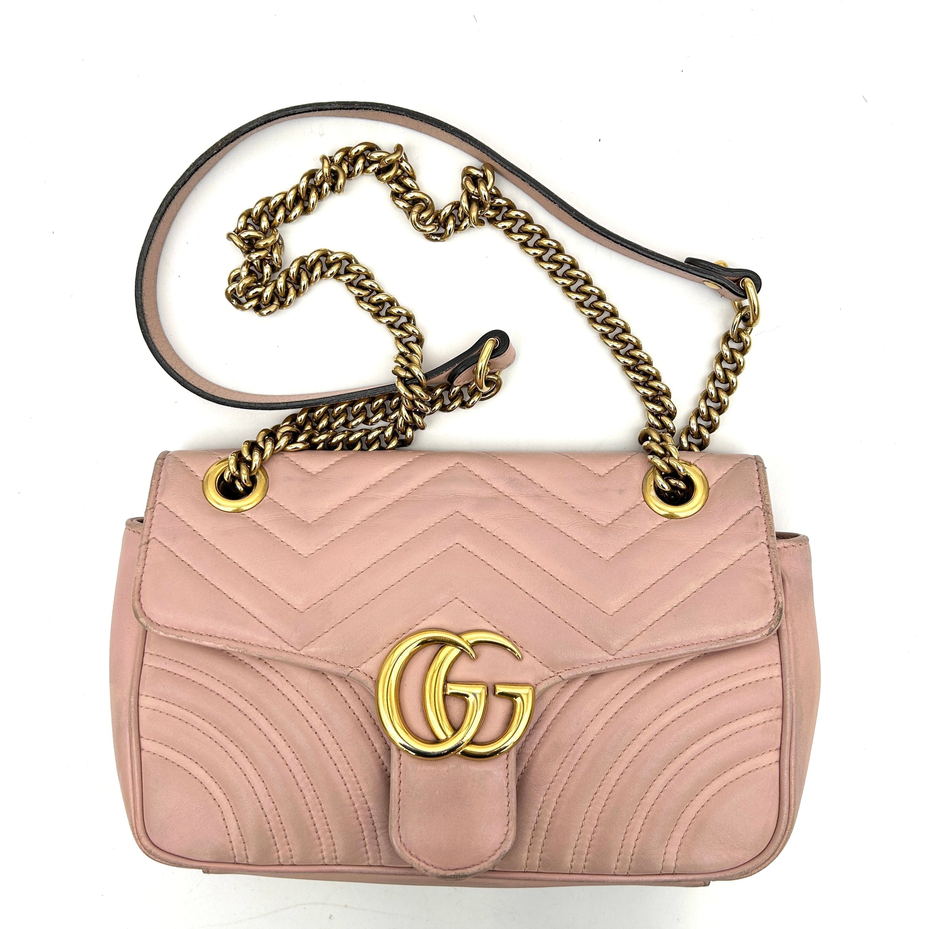 Gucci Pink Matelasse Leather Small GG Marmont Shoulder Bag Gucci  LA16947