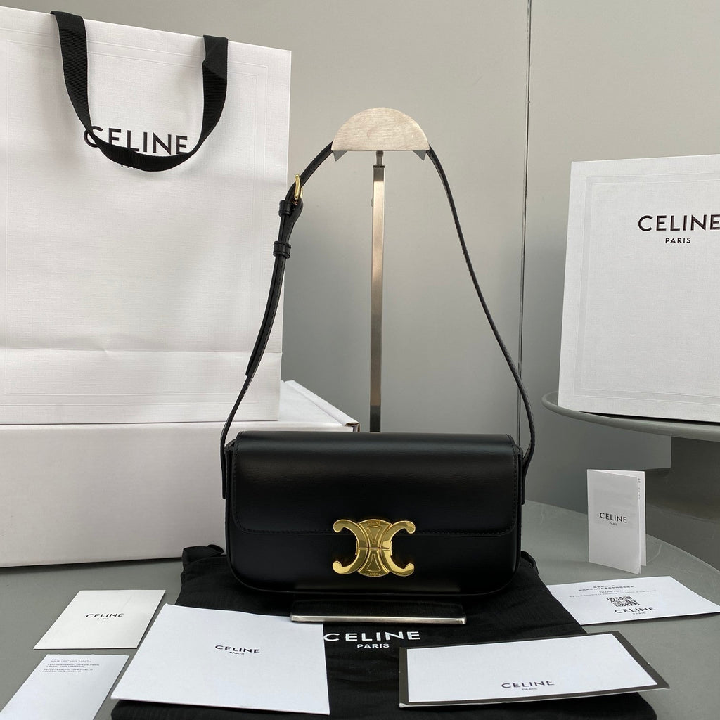 Triomphe Shoulder Bag Black For Women 8in/20cm 194143BF4.38NO