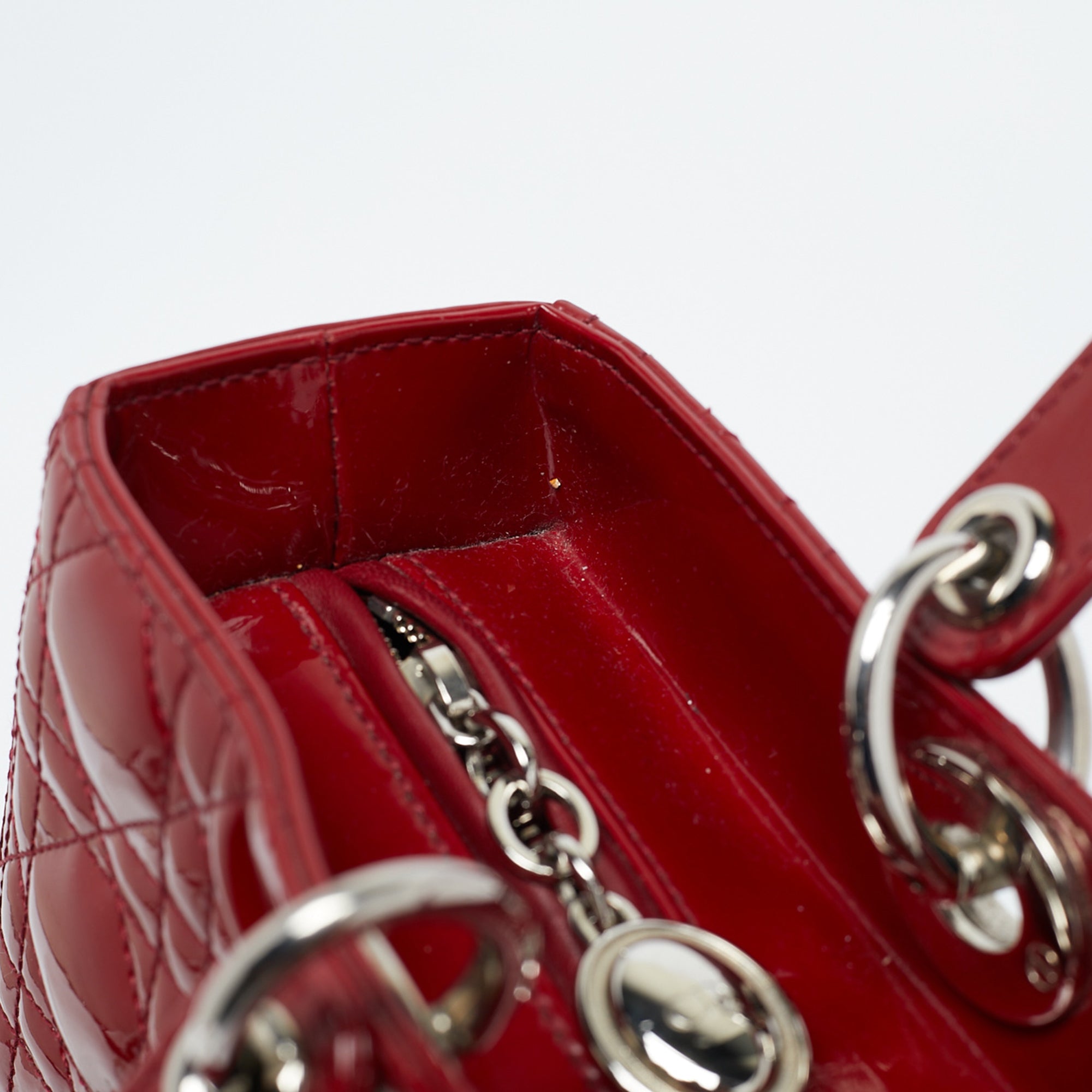 Dior Red Cannage  Leather Large Lady Dior Tote