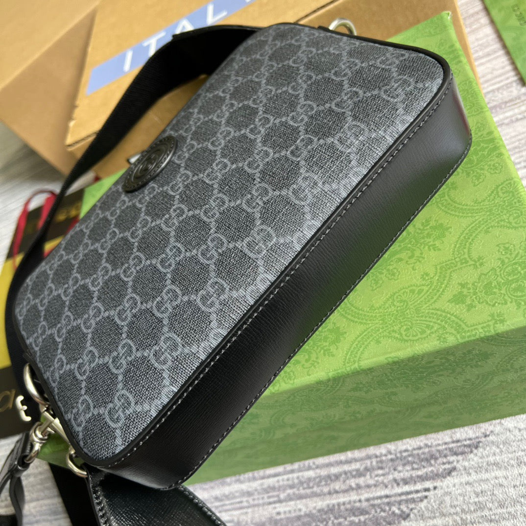 Shoulder Bag With Interlocking G Black Supreme Canvas For WomenÃ‚Â  9.6in/24.5cm 703468 92THF 1000