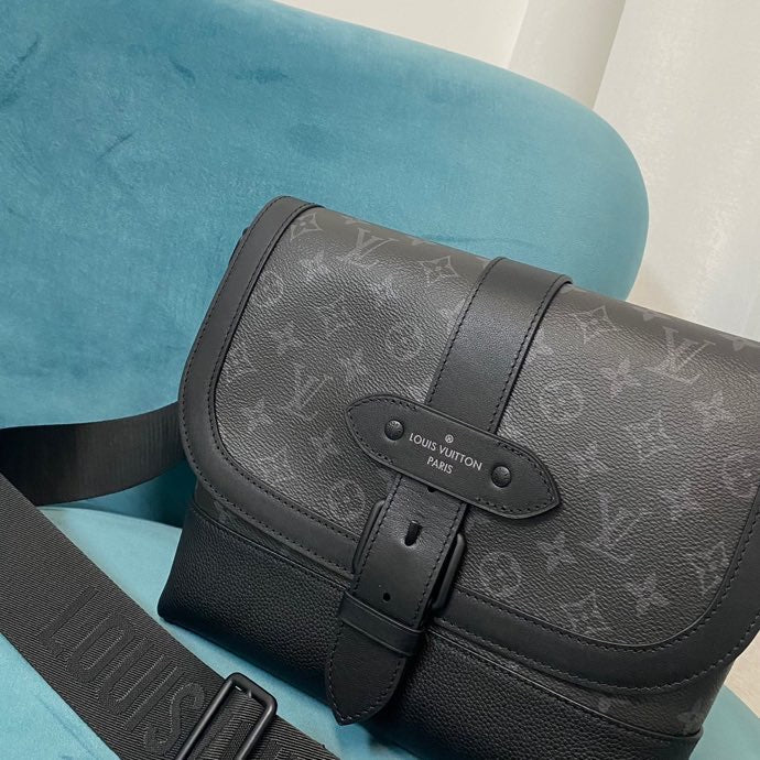Louis Vuitton Saumur Messenger Monogram Eclipse Canvas For Men, Bags, Shoulder And Crossbody Bags 11.8in/30cm Louis Vuitton M45911