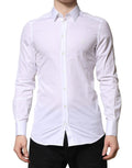 Dolce & Gabbana White GOLD Crown Cotton Dress Formal Shirt