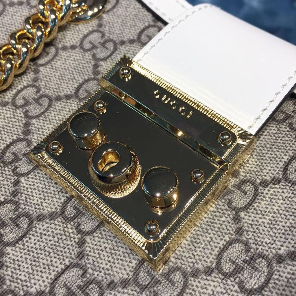 Gucci Padlock Small Gucci Shoulder Bag A Material With Low Environmental Impact With White For Women 10in/26cm Gucci 498156 KHNKG 9761