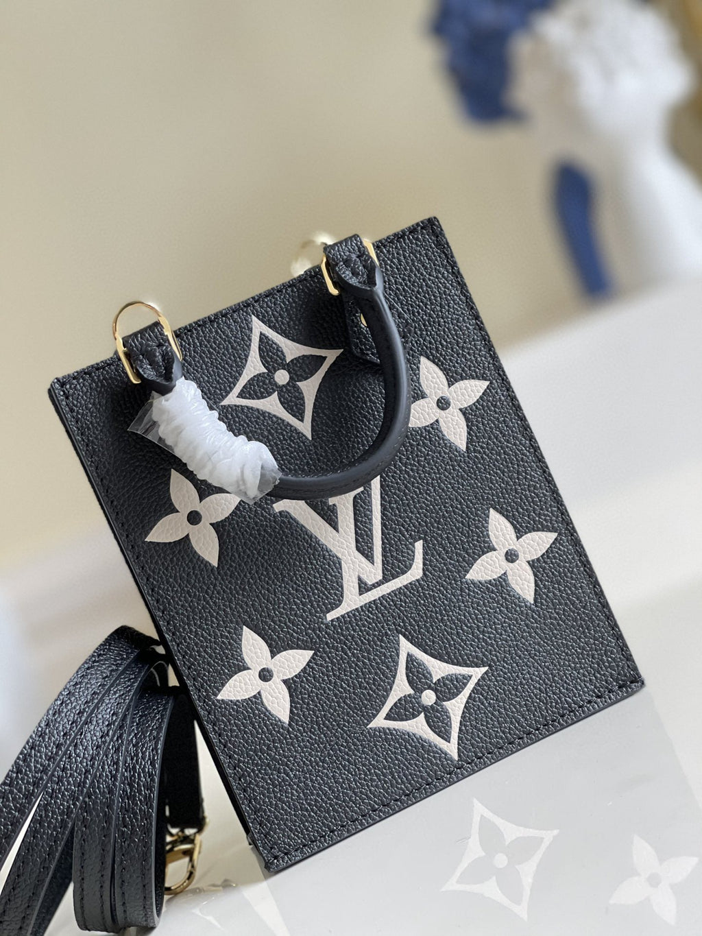 Louis Vuitton Petit Sac Plat Monogram Empreinte Black/Beige For Women, WomenÃƒÂ¢Ã¢â€šÂ¬Ã¢â€žÂ¢s Handbags, Shoulder And Crossbody Bags 5.5in/14cm Louis Vuitton M81416