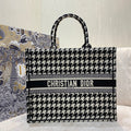Dior Large Book Tote Black Houndstooth Embroidery, Black/White, For Women Women’s Handbags, Shoulder Bags, 42cm CD