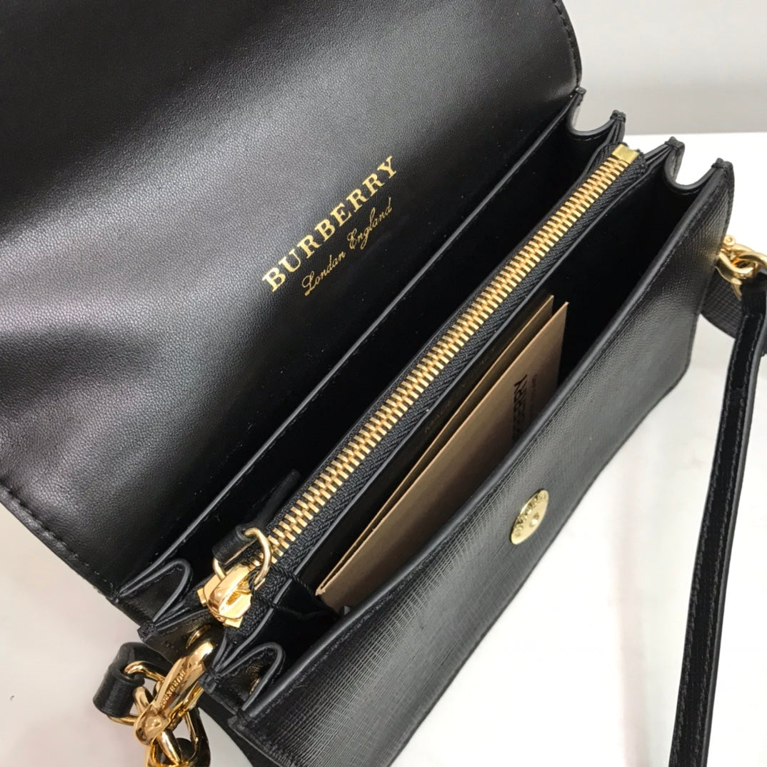 Burberry Small Bridle House Check And Buckle Crossbody Black For Women, Bags 7.8in/20cm