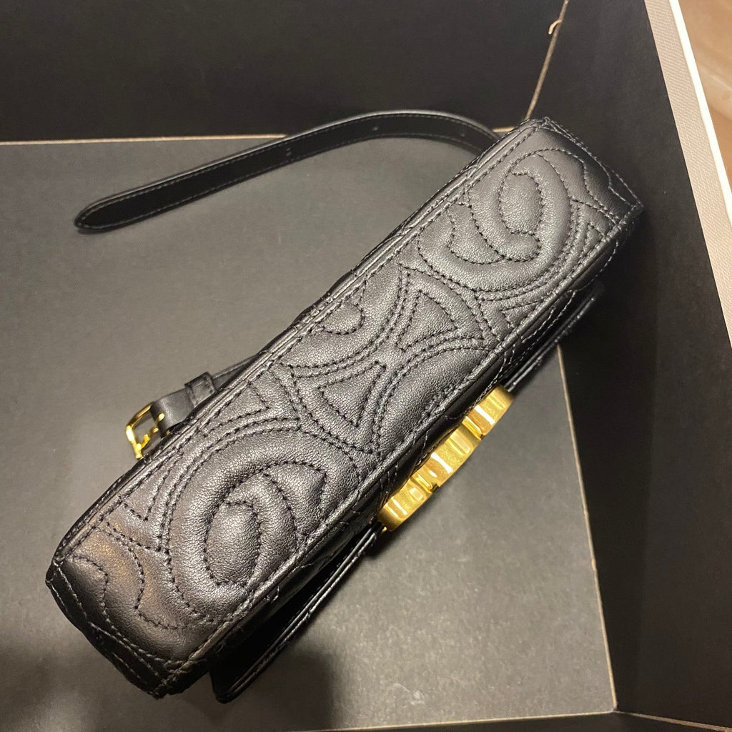Celine Triomphe Shoulder Bag In Quilted Triomphe Lambskin Black For Women 8in/20cm 194143EF4.38NO