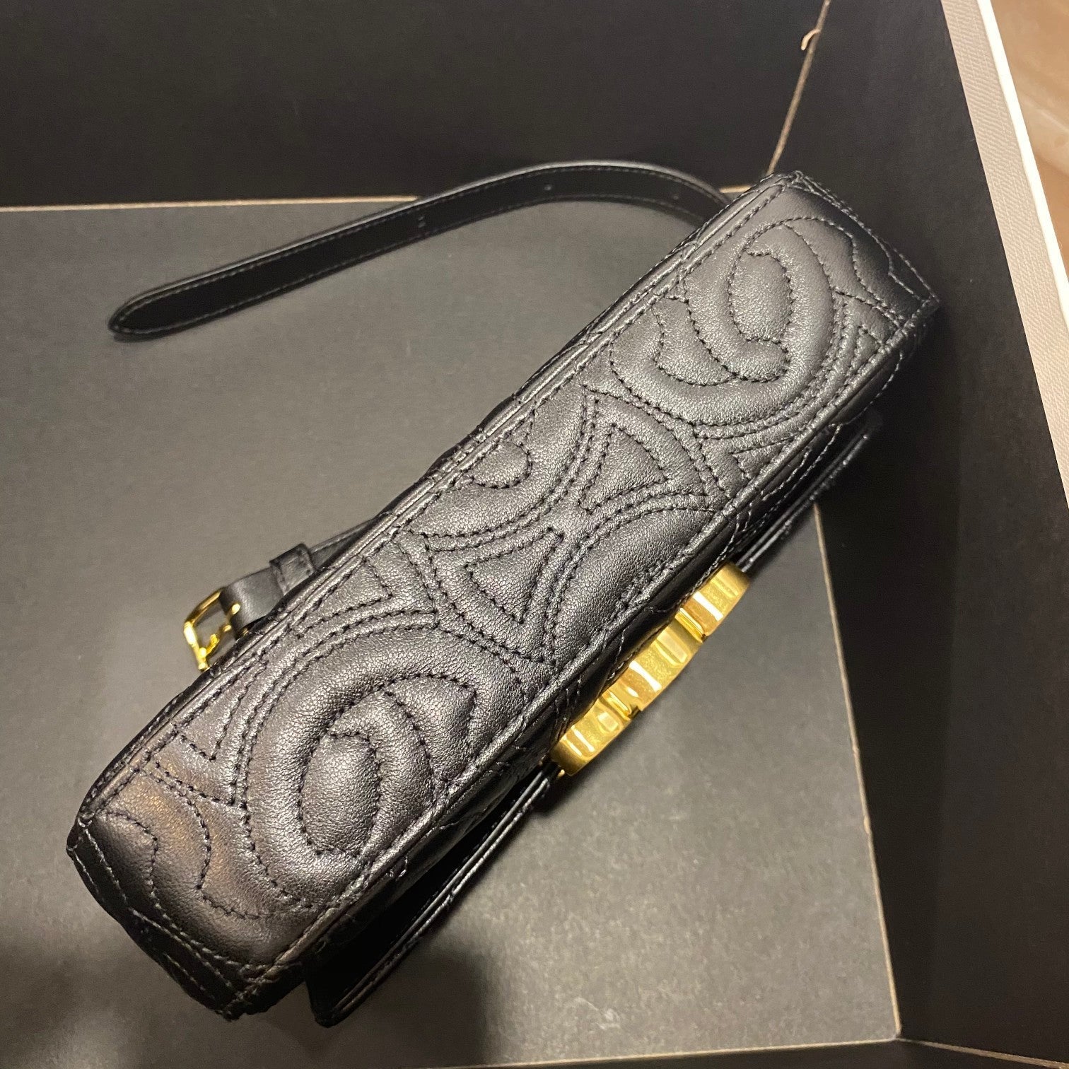 Celine Triomphe Shoulder Bag In Quilted Triomphe Lambskin Black For Women 8in/20cm 194143EF4.38NO