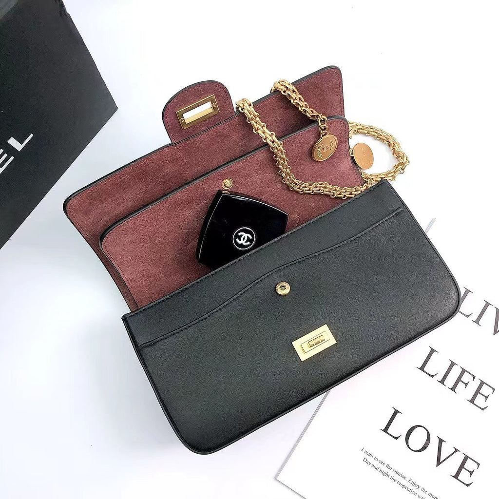 ChanelMaroon Medallion Nude Reissue 2.55 Classic 225 GlamIap Black Bag For Women 24cm/9.4in